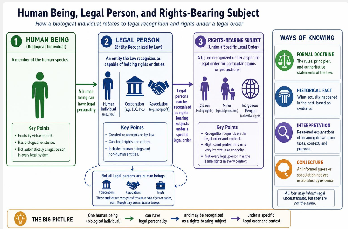 Human Being, Legal Person, and Rights-Bearing Subject